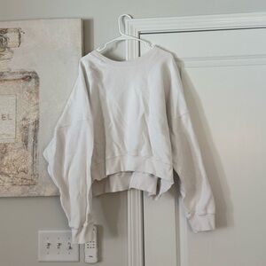 Aerie Ribbed White Cropped Sweater